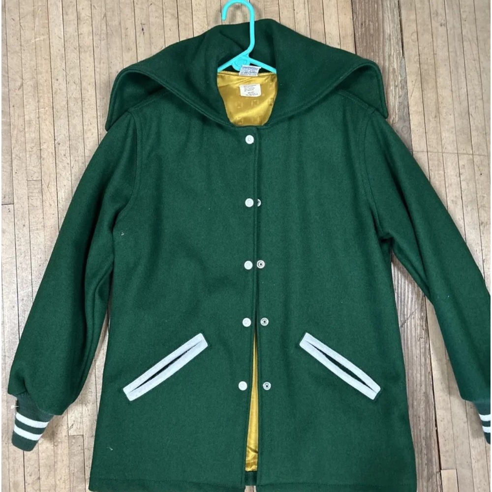 vintage kaye bros letterman jacket ladies with hood size 36 wool Jacket USA Made